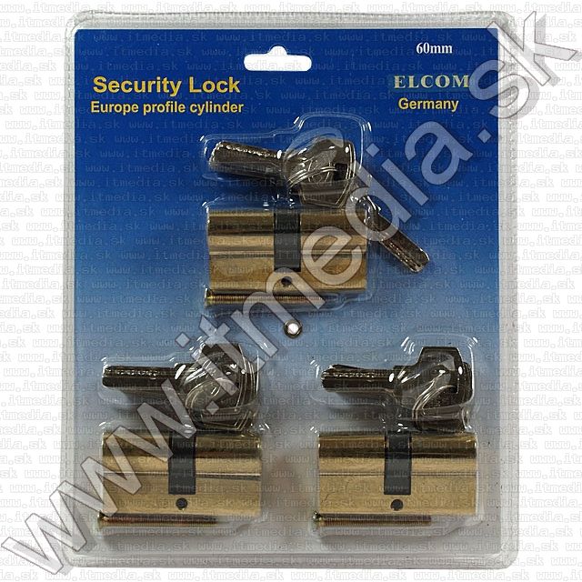 Image of ELCOM Cylinder Lock, 3-set 15-key 30x30mm (IT8578)